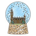 Doodle london clock tower inside snow glass