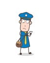 Doodle Mailman Character Reading Messages in Mobile Royalty Free Stock Photo