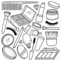 Doodle MakeUp icons Line Art Vector Illustration