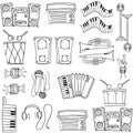 Doodle of many tools stock collection Royalty Free Stock Photo