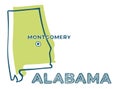 Doodle map of Alabama state of USA