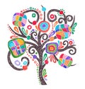 Doodle marker drawing of ornate tree