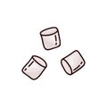 Doodle marshmallow icon. Hand drawn vector set. Color illustration for food, cooking, product design. Cartoon isolated candy on