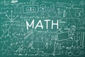 Doodle math blackboard. Mathematical theory formulas and equations Royalty Free Stock Photo