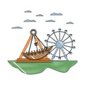 Doodle mechanical ship ride and ferris wheel games