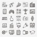 Doodle media icons set