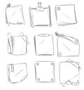 Doodle memo, hand drawn notepaper, art school sketch papers vector stock