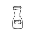 Doodle milk container illustration in vector. Hand drawn bottleisolated on white background Royalty Free Stock Photo