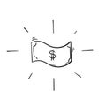 Doodle money illustration with hand drawn style vector isolated Royalty Free Stock Photo