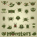 Doodle monster set Royalty Free Stock Photo