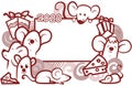 Doodle mouse frame for 2020, hand drawn set of mouse for new year., cute mouse cartoon collection Royalty Free Stock Photo