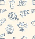 Doodle movie set .Seamless pattern. Vector Royalty Free Stock Photo