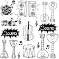 Doodle music collection vector art