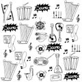 Doodle of music icon set stock Royalty Free Stock Photo