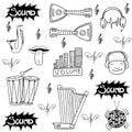Doodle music set stock collection