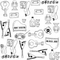 Doodle of music stock element set Royalty Free Stock Photo