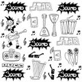 Doodle of music tools collection stock Royalty Free Stock Photo
