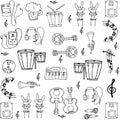 Doodle of music tools stock collection Royalty Free Stock Photo