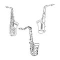 Doodle musical instruments set, vector, set of musical instruments, vector sketch illustration Royalty Free Stock Photo