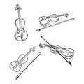 Doodle musical instruments set, vector, set of musical instruments, vector sketch illustration Royalty Free Stock Photo