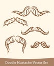 Doodle mustache set isolated on white background. Vector Royalty Free Stock Photo