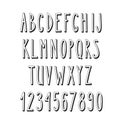 Doodle narrow alphabet, simple letters