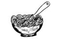 Doodle Noodle at bowl and Fork Royalty Free Stock Photo