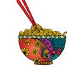 Doodle Noodle at bowl and stick. Royalty Free Stock Photo