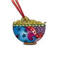 Doodle Noodle at bowl and stick. Royalty Free Stock Photo