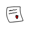 Doodle notepaper sticker with heart Vector illustration