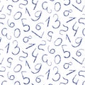 Doodle number pattern on a transparent background, hand drawn vector elements Royalty Free Stock Photo