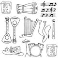 Doodle of object tools music Royalty Free Stock Photo