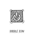 Doodle On Off switch button. Stop Close pictogram. Royalty Free Stock Photo