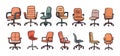 Doodle office chairs. Isolated simple style drawing chair for working or gaming. House or corporate furniture collection