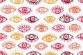 Doodle open eyes minimal seamless pattern. Pop