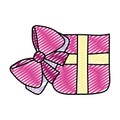 Doodle open present box with ribbon bow
