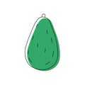 Doodle outline avocado with spot. Vector illustration for packing