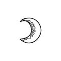 Doodle outline moon icon.