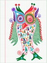 Doodle owl marker drawing