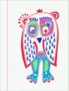 Doodle owl marker drawing