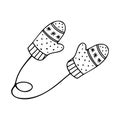 Doodle of pair of mittens with snowflakes