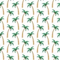 Doodle Palm trees seamless vector pattern. Repeat travel tropical background. Funny hand drawn summer elements Royalty Free Stock Photo