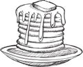 Doodle Pancake Breakfast Vector Royalty Free Stock Photo