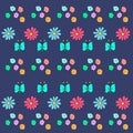 Doodle pattern with flowers and butterfly