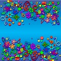 Doodle pattern with flowers and swirls Royalty Free Stock Photo