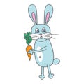 Doodle pattern. Rabbit with carrot. Colorful vector illustration