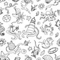 Doodle pattern sea