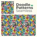 Doodle abstract full color patterns seamless eps Royalty Free Stock Photo