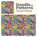Doodle abstract full color patterns seamless eps Royalty Free Stock Photo