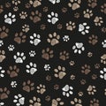 Doodle paw print brown colored with black background